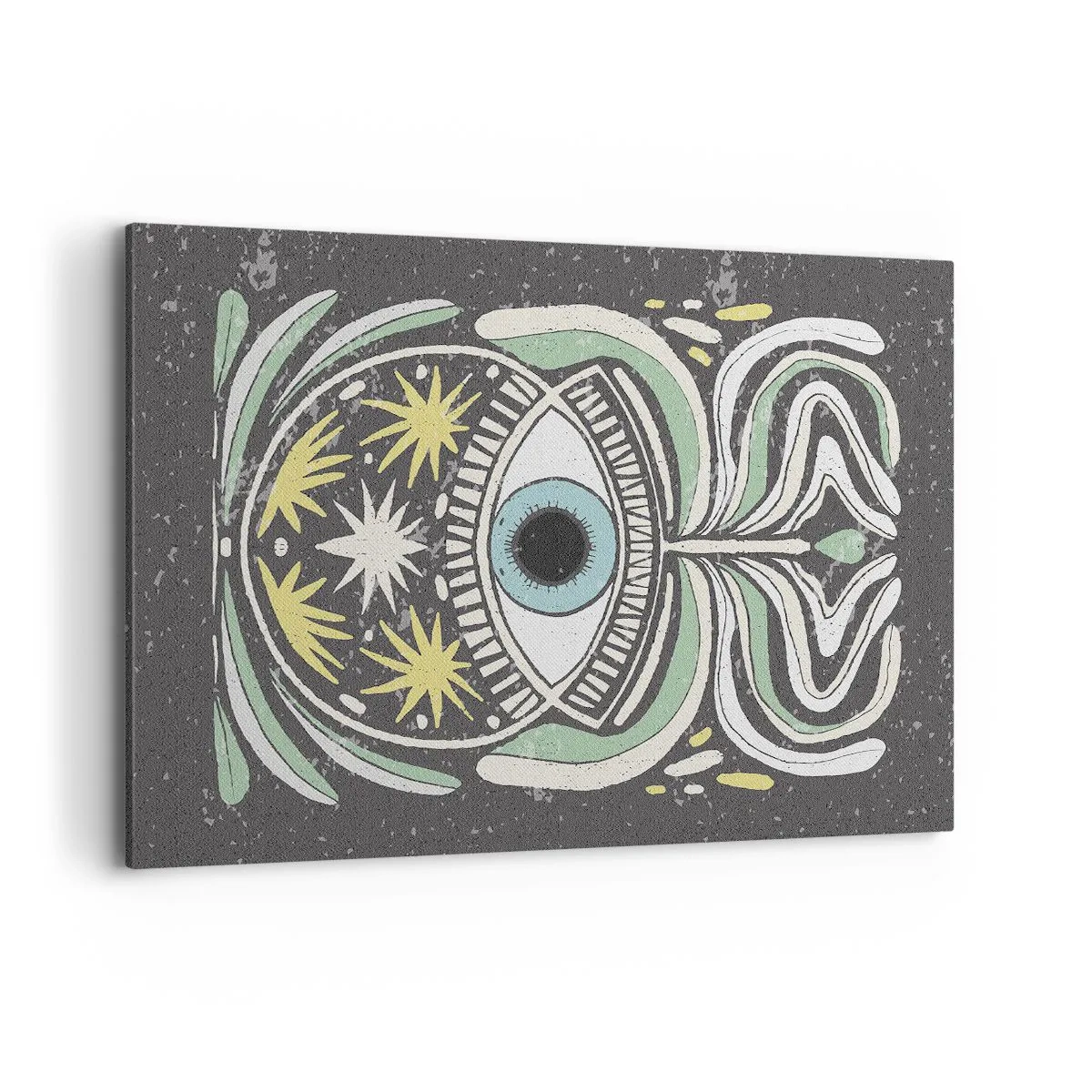 Impression sur toile - Image sur toile - Un œil symbolique entouré de motifs abstraits - 100x70cm - Rituels tribaux - Décoration murale moderne pour le salon et la chambre ARTTOR