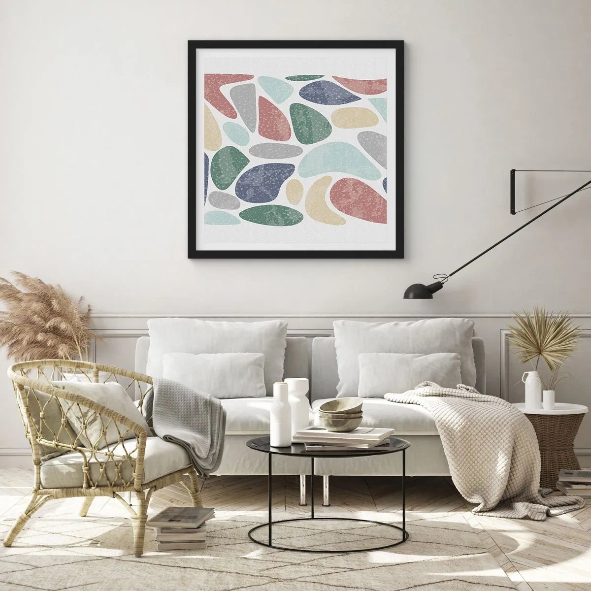 Affiche dans un cadre noir - Poster - Une mosaïque de couleurs poudrées - 60x60 cm