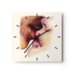Horloge murale - Pendule murale - Une aquarelle représentant un gros plan d'un visage - 30x30cm - Comme le jour et la nuit, la terre et le ciel - Décoration murale moderne pour le salon et la chambre ARTTOR