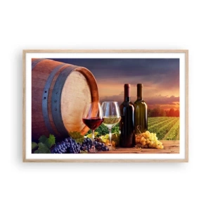 Affiche dans un chêne clair - Poster - Ici la vie a du goût - 91x61 cm