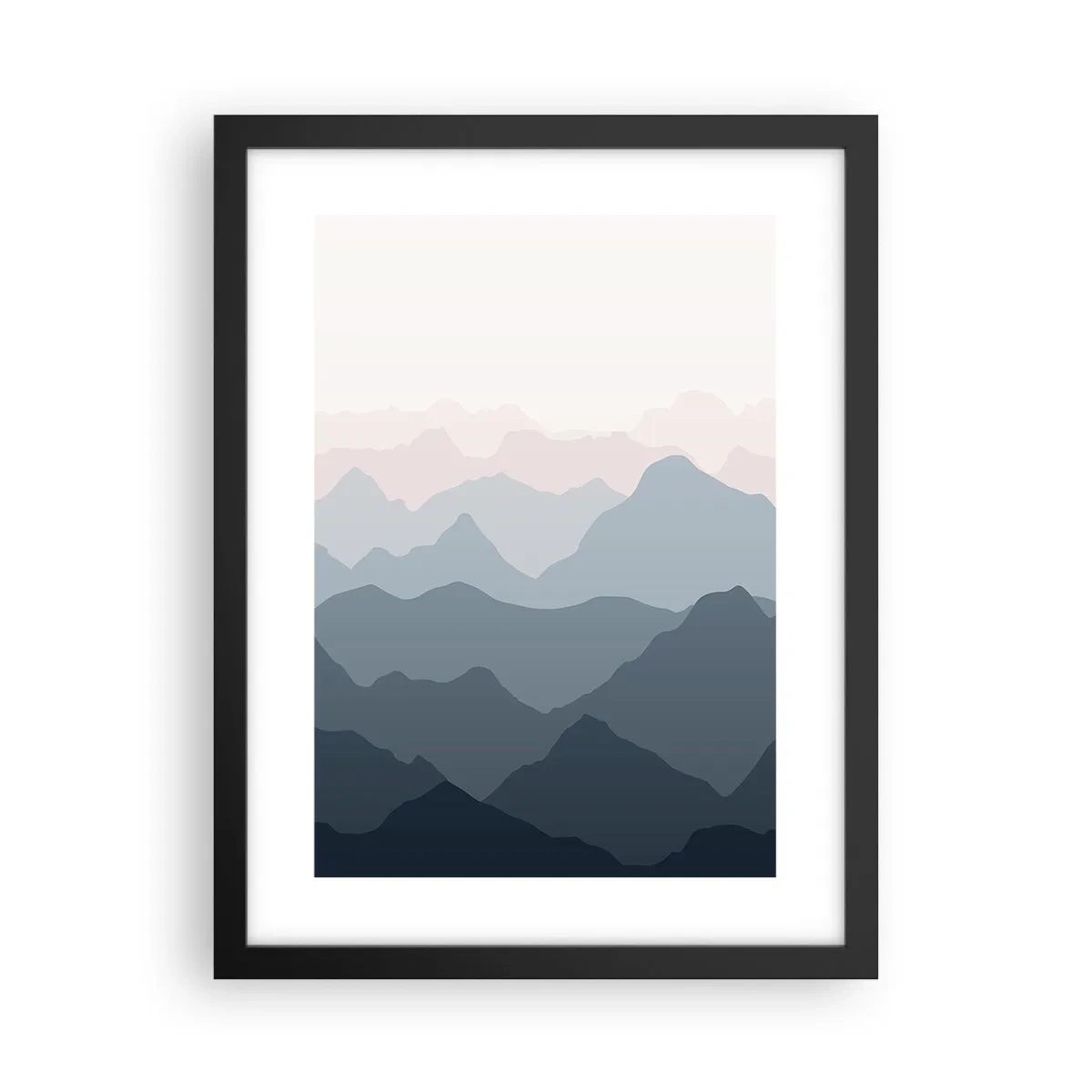 Affiche dans un cadre noir - Poster - Vagues de montagnes - 30x40 cm