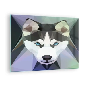Impression sur verre - Image sur verre - Géométrie du loup dans un style moderne - 70x50cm - La mémoire des neiges du nord - Décoration murale moderne pour le salon et la chambre ARTTOR
