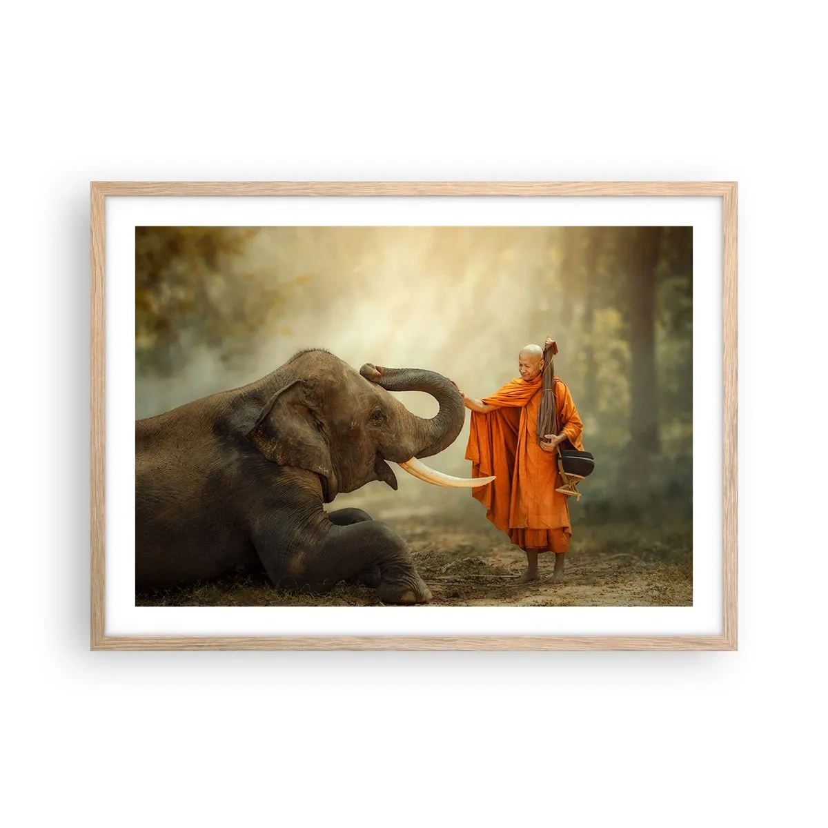 Affiche dans un chêne clair - Poster - Rencontre en voyageant - 70x50 cm